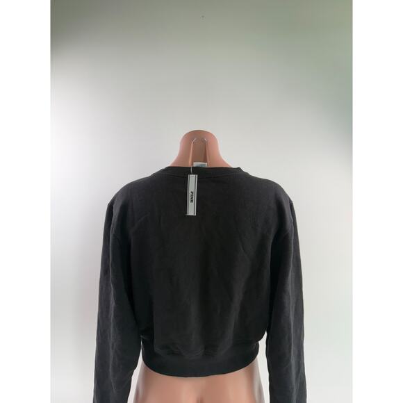 Victoria's Secret PINK Long Sleeve Crew Neck Black Crop Sweatshirt  Size M - Picture 7 of 11